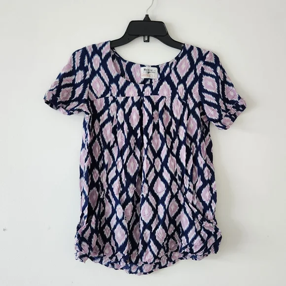 Anthropologie Holding Horses Flowy Diamond Print Blouse Top Purple XS - Picture 1 of 5